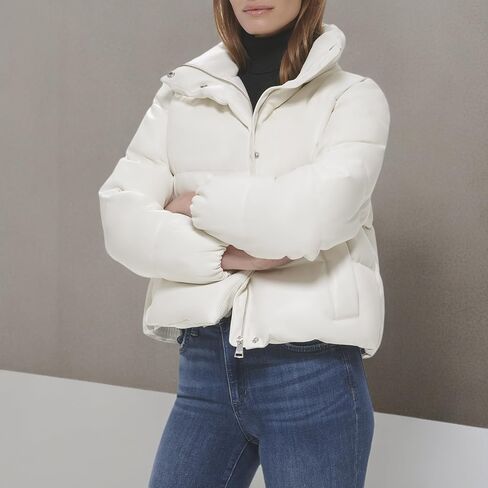 Calvin Klein Women's Short Faux-Leather Puffer Jacket in Saudi Arabia