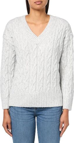 Calvin Klein Women's V Neck Cable Long Sleeve Sweater in Saudi Arabia