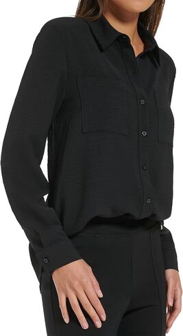سترة نسائية مريحة ذات ياقة وأكمام طويلة وأزرار أمامية من Calvin Klein in Kuwait