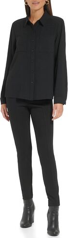 سترة نسائية مريحة ذات ياقة وأكمام طويلة وأزرار أمامية من Calvin Klein in Kuwait