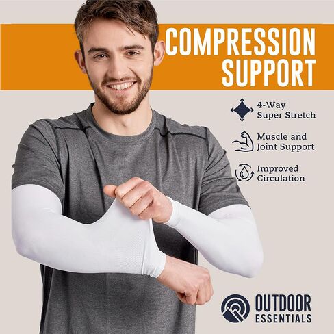 OutdoorEssentials UV Sun Protection Arm Sleeves - Cooling Compression Arm Sleeve - Sports & UV Arm Sleeves for Men & Women in Kuwait