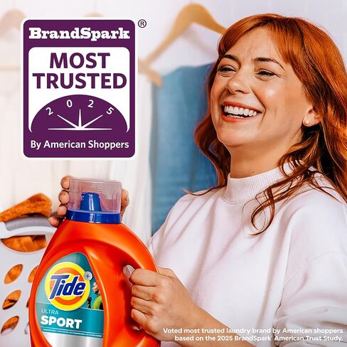 تايد بلس فيبريز فريش سبورت أودور ديفينس منظف الغسيل السائل HE Turbo Clean، رائحة منعشة نشطة، 69 أونصة سائلة (44 حمولة) - قد تختلف التعبئة in Kuwait