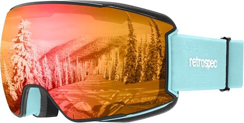 Retrospec Zenith Ski & Snowboard Snow Goggle Interchangeable Magnetic Lens for Men and Women with Toric Design - 100% UV Protection for Skiing and Snowboarding in Saudi Arabia