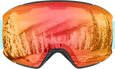 Retrospec Zenith Ski & Snowboard Snow Goggle Interchangeable Magnetic Lens for Men and Women with Toric Design - 100% UV Protection for Skiing and Snowboarding in Saudi Arabia