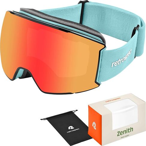 Retrospec Zenith Ski & Snowboard Snow Goggle Interchangeable Magnetic Lens for Men and Women with Toric Design - 100% UV Protection for Skiing and Snowboarding in Saudi Arabia