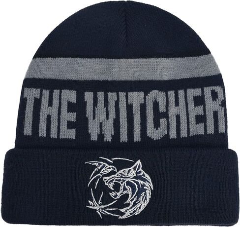 Concept One Netflix The Witcher Acrylic Knitted Cuff Beanie Hat with Gold Logo and Pom Pom, Black, One Size in Saudi Arabia