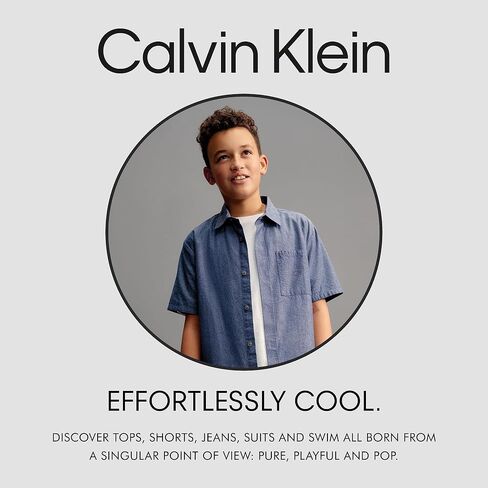 Calvin Klein Boys' Short Sleeve Graphic Crew Neck T-Shirt, Soft, Comfortable, Relaxed Fit, Block It Blur Black, 10-12 in Saudi Arabia