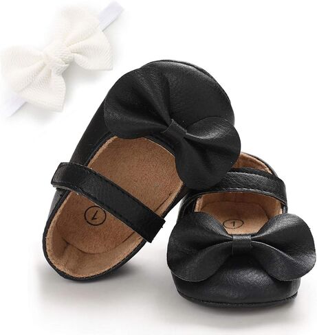 E-FAK Baby Girls Shoes Mary Jane Flats Shoes Anti-Slip Soft Rubber Sole Toddler First Walkers Princess Dress Shoes in Saudi Arabia