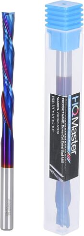 HQMaster لقمة توجيه حلزونية طويلة جدًا 1/4 بوصة ساق من الكربيد الصلب باستخدام الحاسب الآلي مع مطحنة نهاية طلاء أزرق نانو لقطع الخشب والنحت (1/4 بوصة × 1/4 بوصة × 1-1/4 بوصة × 3 بوصة لأعلى وأسفل يقطع) in Kuwait