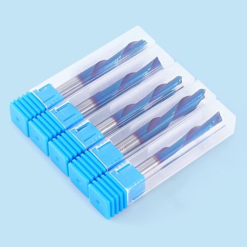 HQMaster Extra Long Spiral Router Bit 1/4 inch Shank Solid Carbide CNC Router Bit with Nano Blue Coating End Mill for Wood Cut, Carving (1/4" x 1/4" x 1-1/4" x 3" Up & Down Cut) in Kuwait