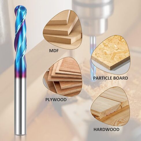 HQMaster Extra Long Spiral Router Bit 1/4 inch Shank Solid Carbide CNC Router Bit with Nano Blue Coating End Mill for Wood Cut, Carving (1/4" x 1/4" x 1-1/4" x 3" Up & Down Cut) in Saudi Arabia