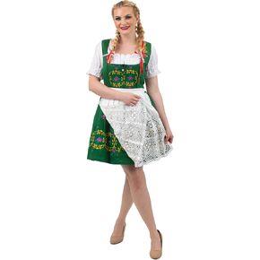 Dirndl Trachten Haus 3-Piece Womens Short Green Authentic German Dirndl Dress For Oktoberfest