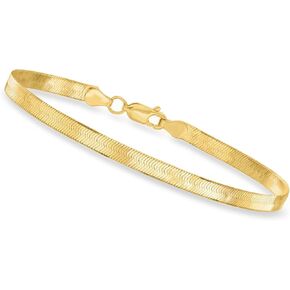Canaria 4mm 10kt Yellow Gold Herringbone Bracelet. 7 inches