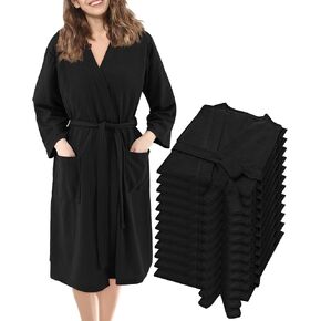 Panitay 12 Pcs Women's Bath Robe Bulk White Waffle Robes Commercial Soft Thin Spa Bath Robe in Kuwait