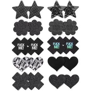 Tripetals Glitters Pasties Rave Nipple Covers Stickers for Women Rave Party 12 Pairs Disposable Sticky Breast Petals