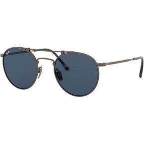 نظارات شمسية دائرية من التيتانيوم Rb8147 من Ray-Ban، Demi Gloss Pewter/Blue داكن، 50 مم