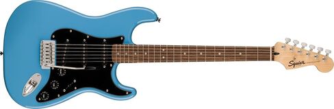 جيتار كهربائي Squier Sonic Stratocaster، مع ضمان لمدة عامين، أسود، لوحة أصابع خشب القيقب، Pickguard أبيض، أعسر in Kuwait