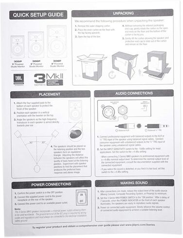 شاشة استوديو JBL Professional 306P MkII من الجيل التالي مقاس 6 بوصات ثنائية الاتجاه (306PMKII) (زوج) (عنصران) in Kuwait