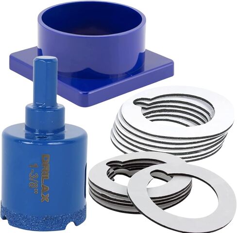 1-3/8 inch Diamond Hole Saw with Water Delivery System Guide for Quartz, Granite, Marble, Porcelain, Ceramic, Glass Tiles Includes Water Holding Guide 12 Pcs Double Sided Adhesive Pads for Locating in Saudi Arabia