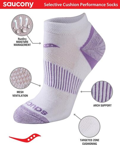 Saucony Women's Selective Cushion Performance No Show Athletic Sport Socks (6 & 12 Pairs) in Saudi Arabia