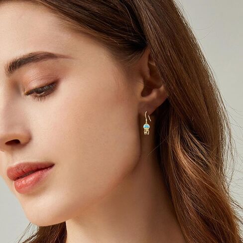 14k الصلبة الذهب البومة إسقاط أقراط الذهب الحقيقي البومة استرخى القرط هدايا للنساء الفتيات المتدلية هدية الكريسماس in Saudi Arabia