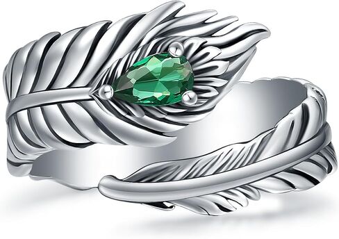 Turquoise Feather Ring 925 Sterling Silver Vintage Wide Feather Rings Women Men Turquoise Western Style Jewelry gifts for Teens Girls Wrap Thumb Ring Open Size 6-11 in Saudi Arabia