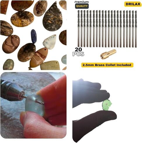 Diamond Drill Bit Set 1.5mm 20 Pieces Compatible with Dremel Collets Included Twist Tip Jewelry Beach Sea Glass Shells Gemstones Lapidary Ornament Bracelet Necklace Arts Crafts in Saudi Arabia