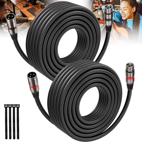 XLR Cables 10FT/3.1M 2 Packs, Premium Heavy Duty Balanced Microphone Cable with 3-Pin XLR Male to Female Microphone Cord Connector Compatible with Microphones,Mixer,Speaker Systems,Preamps and More in Kuwait