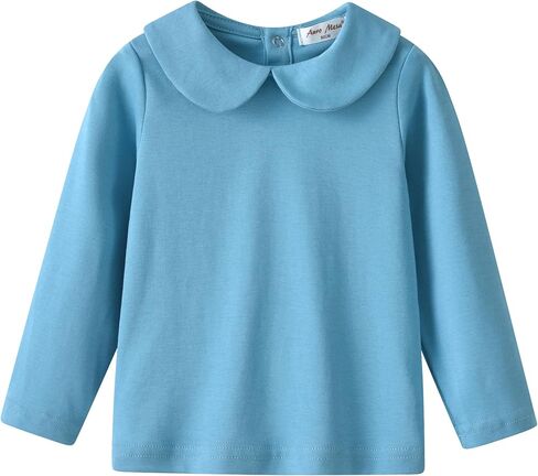 Toddler Kids Girls Boys Basic Peter Pan Collar Tee Shirt T-Shirts Tops Bottom Long Sleeve Solid Blouse in Saudi Arabia