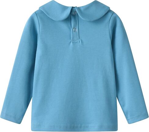 Toddler Kids Girls Boys Basic Peter Pan Collar Tee Shirt T-Shirts Tops Bottom Long Sleeve Solid Blouse in Saudi Arabia
