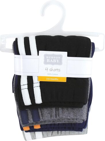 Hudson Baby Unisex Baby and Toddler Shorts Bottoms 4-Pack, Burgundy Navy, 0-3 Months in Saudi Arabia