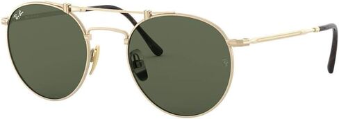نظارات شمسية دائرية من التيتانيوم Rb8147 من Ray-Ban، Demi Gloss Pewter/Blue داكن، 50 مم in Kuwait