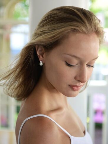 Mariell White Pearl Bridal Earrings with Cubic Zirconia Crystal Top, 9mm White Pearl Stud Earring, Perfect for Brides, Bridesmaids, Wedding Party and Everyday Wear, in Kuwait