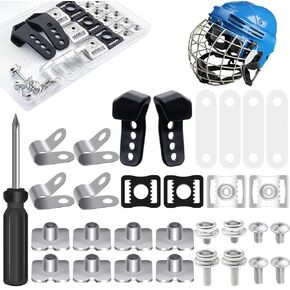 61 Pcs Football Helmet Repair Kit, Hockey Helmet Replacement Parts, Including J Clips Visor Clips Rubber Gasket Screw Nuts with 1 Pcs Srewdriver, Chin Strap Adapter for Hockey, Baseball, Softball Helm in Kuwait