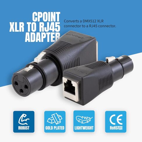 SIRS-E 2 Pack - CPoint XLRJ45 5 Pin XLR Male to RJ45 DMX Adapter XLRJ45-5M in Saudi Arabia