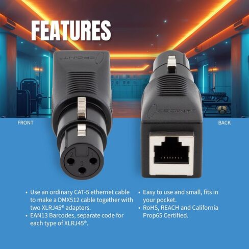 SIRS-E 2 Pack - CPoint XLRJ45 5 Pin XLR Male to RJ45 DMX Adapter XLRJ45-5M in Saudi Arabia