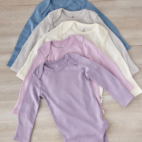 HonestBaby Unisex Baby Organic Cotton Long Sleeve Bodysuits Multi Pack And Toddler T-Shirt Set, 5 Pack Tutu Cute, 0-3 Months US in Saudi Arabia