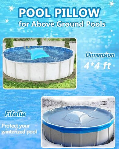 Pool Pillows for Above Ground Pools 4'X 4', 0.4mm Ultra Thick Pool Pillows for Winter, Cold-Resistant Air Pillow for Above Ground Pool, Durable PVC Pool Pillow for Winterizing, Rope Included in Saudi Arabia