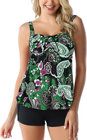 Septangle المرأة زائد حجم مايوه بيزلي طباعة قطعتين ملابس السباحة Tankini ملابس السباحة in Kuwait