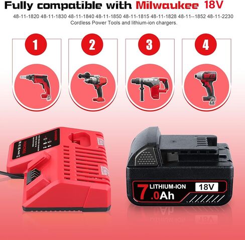 هذه 2 حزمة 6.0Ah بديلة لميلووكي M-18 بطارية ليثيوم أيون 18 فولت 48-11-1860 48-11-1840 48-11-1815 48-11-1820 48-11-1828 48-11-1852 48-11- 1822 48-11-1811 استبدال بطاريات ميلووكي 18 فولت in Kuwait