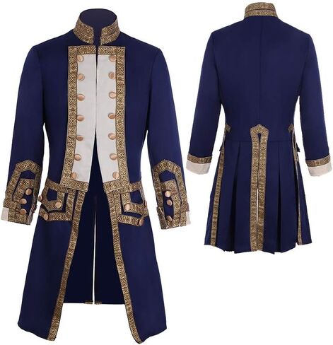 CosplayDiy Men's 18th Century Colonial Military Uniform Tailcoat Costume Medieval Victorian Men's Regency Outfit M in Kuwait
