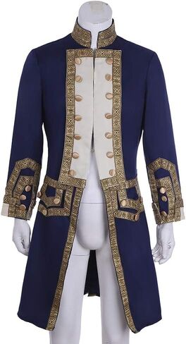 CosplayDiy Men's 18th Century Colonial Military Uniform Tailcoat Costume Medieval Victorian Men's Regency Outfit M in Kuwait
