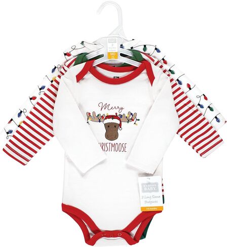 طقم ملابس داخلية قطنية بأكمام طويلة للأولاد من Hudson Baby Boys وتي شيرت للأطفال الصغار، Rudolph Reindeer، 9-12 شهرًا أمريكيًا in Kuwait
