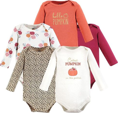 Hudson Baby Unisex Baby Cotton Long-Sleeve Bodysuits Fall Botanical 5-Pack, 0-3 Months in Saudi Arabia