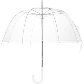 ANGIEHAIE Clear Bubble Umbrella – See Through, Rain & Windproof Umbrella - Perfect for Weddings, Prom, Graduation and Outdoor Events - Automatic Open, Crook Handle, Clear Dome (White) in Saudi Arabia