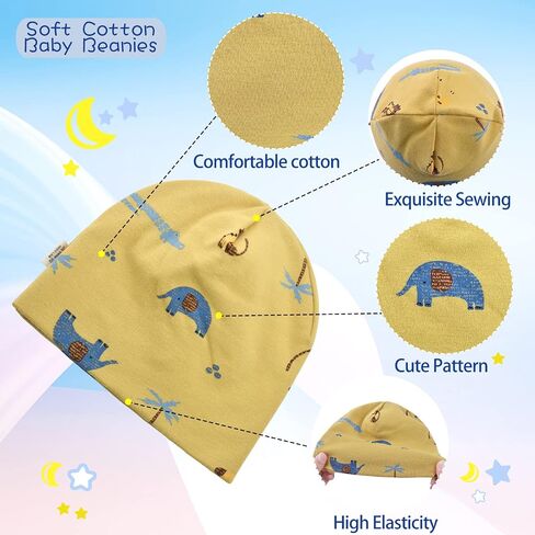 Baby Turban Hat for Girl Boy 0-3 Years Old Infant Bow Head Wrap Soft Knotting Cap for Toddler Kids Babies Children Headband in Kuwait