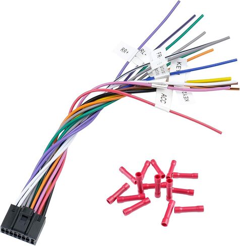 Jayubien 16Pin ISO Car Stereo Radio Wiring Harness Adapter with Butt Connectors SWC Reverse Control Cable for Android Stereo Wire Harness in Kuwait