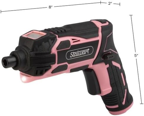 4V Electric Screwdriver 45-Piece Set - Rechargeable Cordless 4.5Nm 250RPM Screw Gun with Dual Position Grip and LED Light by Stalwart (Red) in Saudi Arabia