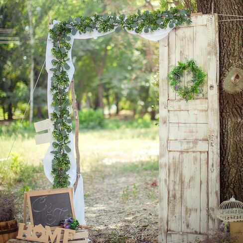 JPSOR 2pcs 6.6ft Artificial Eucalyptus Garland Faux Greenery Garland Fake Eucalyptus Leaves for Wedding Arch Farmhouse Mantle Table Runner Centerpiece Home Party Decor in Kuwait
