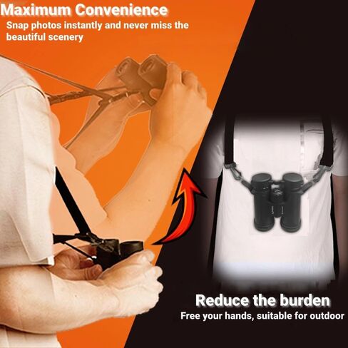 مبياو حزام حزام للمنظار، حزام مناظير قابل للتعديل وفاخر للصيد، حزام حزام مناظير متقاطع، يناسب حمل المنظار والكاميرات وأجهزة تحديد المدى واكثر من ذلك،, أسود in Kuwait